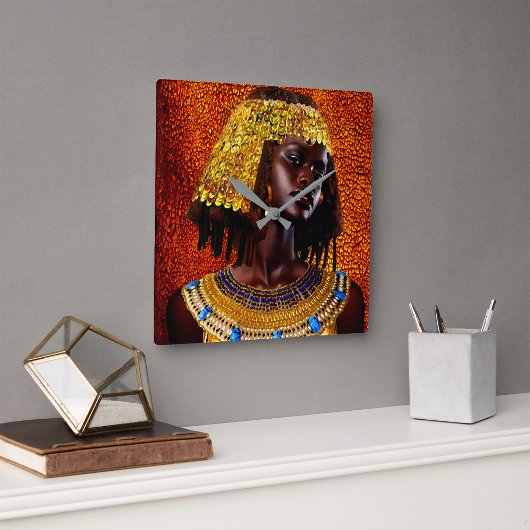 Nubische Koningin • Vierkante Wandklok