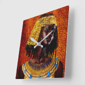 Nubische Koningin • Vierkante Wandklok (Hoek)