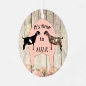 Nubische melkgeit - melktijd metalen ornament (Voorkant links)