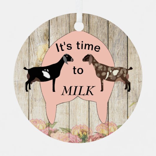 Nubische melkgeit - melktijd metalen ornament (Voorkant)