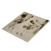 Nubische muzikanten (foto sepia) tegeltje (Zijkant)