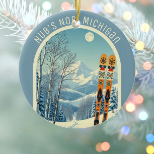Nub's Nob Michigan ski-souvenir Keramisch Ornament