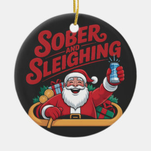 Nuchter en sleeën Nuchtere Kerstmis Nuchterheid Ke Keramisch Ornament
