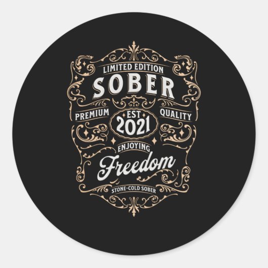 nuchter sinds 2021 nuchterheid sober Jubileum Ronde Sticker (Voorkant)
