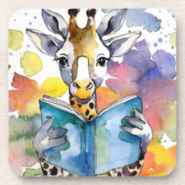 Nuchtere Giraffe Leest Groot Boek Herstel Bier Onderzetter