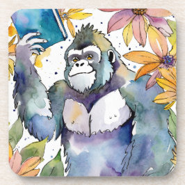 Nuchtere Gorilla Leest Grote Boek Herstel Bier Onderzetter