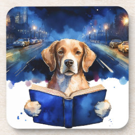 Nuchtere Hond Leest Grote Boek Herstel Bier Onderzetter