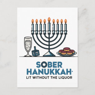 Nuchtere Joodse Hanukkah-lichten Zonder De Alcohol Briefkaart