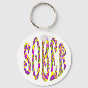 Nuchtere Retro 60'er jaren kunst psychedelisch Sleutelhanger