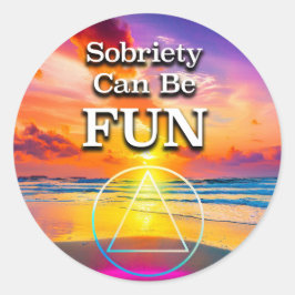 Nuchterheid kan leuk zijn Recovery Slogan Zonsopga Ronde Sticker