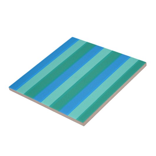 Nucleair Blauwgroen en Turquoise Stripes keramisch Tegeltje (Zijkant)