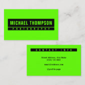 Nucleair groen en zwart eenvoudig visitekaartje (Voorkant / Achterkant)