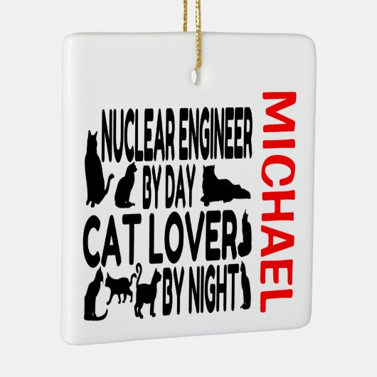 Nucleair ingenieur houdt van katten CUSTOM Keramisch Ornament (Rechts)