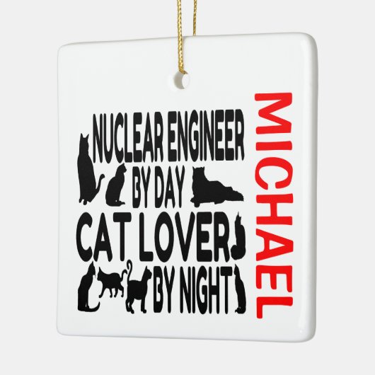 Nucleair ingenieur houdt van katten CUSTOM Keramisch Ornament (Links)