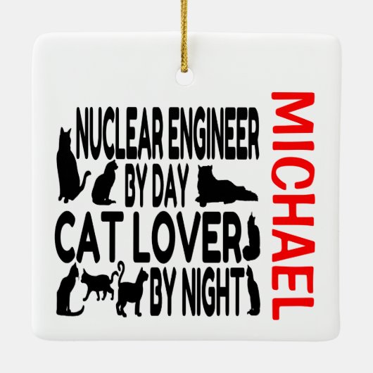 Nucleair ingenieur houdt van katten CUSTOM Keramisch Ornament (Achterkant)