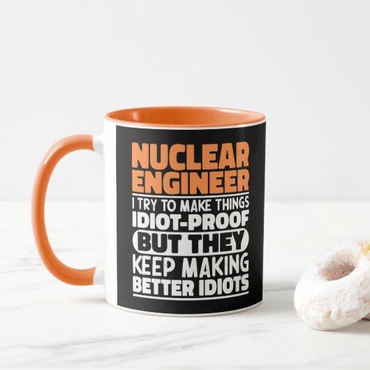 Nucleair ingenieur Ik probeer het Gezegde grappig  Mok (Met donut)