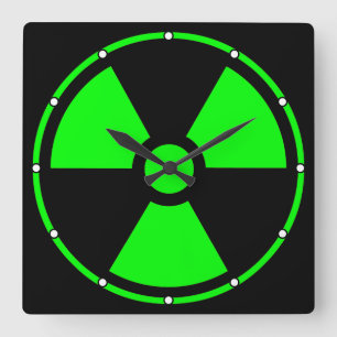 Nucleair Radioactieve Stralingssymbool in groene S Vierkante Klok