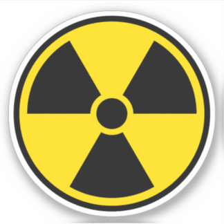 Nucleair stralingssymbool, zwarte rand sticker