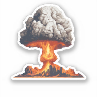 Nucleaire explosie met paddenstoel sticker
