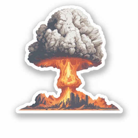Nucleaire explosie met paddenstoel sticker (Voorkant)