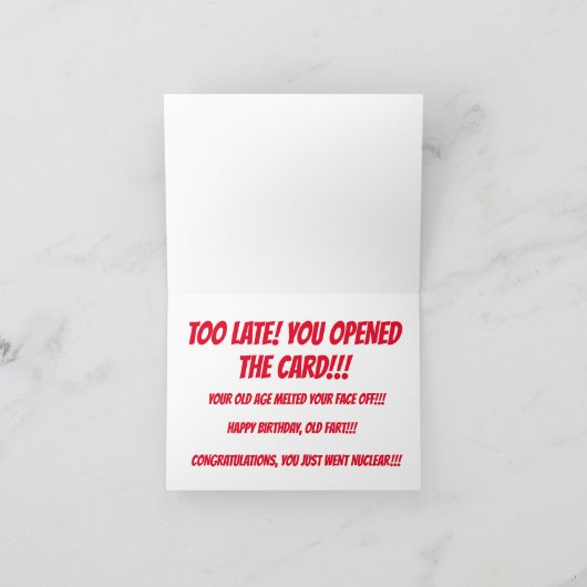 Nucleaire Waarschuwing Grappig Gelukkige Verjaarda Kaart (Binnen)