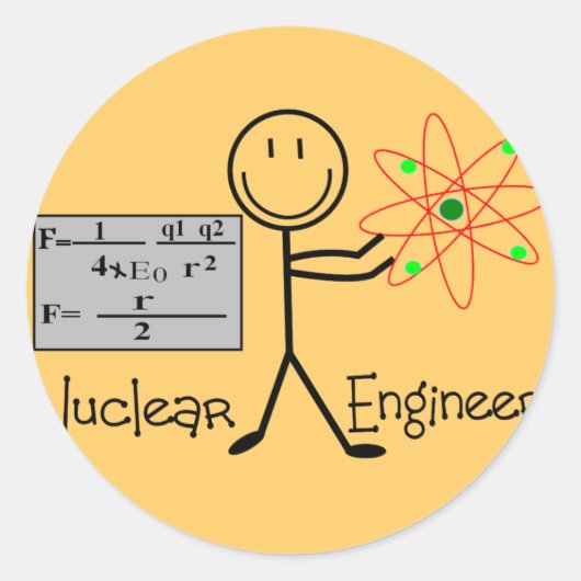 Nuclear Engineer Gifts—Stick People Humor Ronde Sticker (Voorkant)