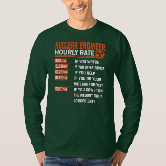 Nuclear Engineering Hourly rate Funny Nuclear T-shirt (Voorkant)