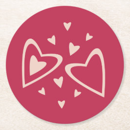 Nuclear Hearts - magenta rood - afbeelding. Ronde Kartonnen Onderzetter