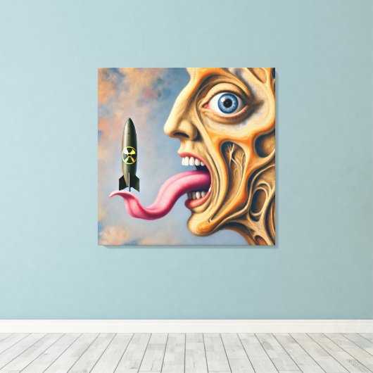 Nuclear Warhead on the Tongue Canvas Afdruk (Insitu (Houten vloer))