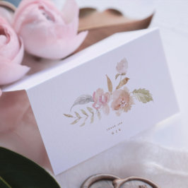 Nude Romantic Waterverf Florals Wedding Bedankkaart