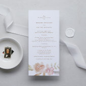 Nude Romantic Waterverf Florals Wedding Ceremony Programmakaart