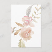 Nude Romantic Waterverf Florals Wedding Details Informatiekaartje (Achterkant)