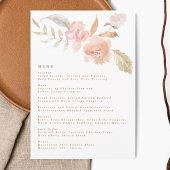 Nude Romantic Waterverf Florals Wedding Menu