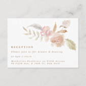 Nude Romantic Waterverf Florals Wedding Reception Informatiekaartje (Voorkant)