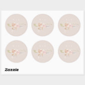 Nude Romantic Waterverf Florals Wedding Ronde Sticker (Vel)