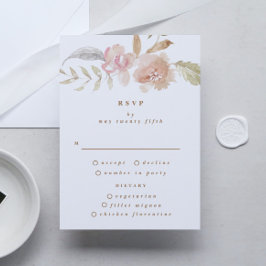 Nude Romantic Waterverf Florals Wedding RSVP Kaartje