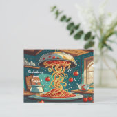 Nudelgerichte mit Tomatensoße Essen Einladung Briefkaart (Staand voorkant)