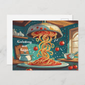 Nudelgerichte mit Tomatensoße Essen Einladung Briefkaart (Voorkant / Achterkant)