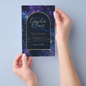 NUDGE Starry Night Paars Blauwe Trouw UITNODIGING Flyer (Hand)