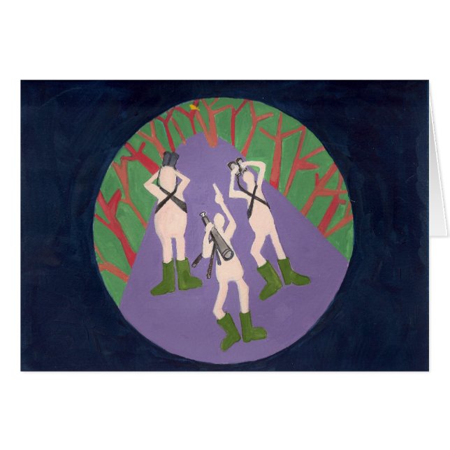 nudist birder card (Voorkant Horizontaal)