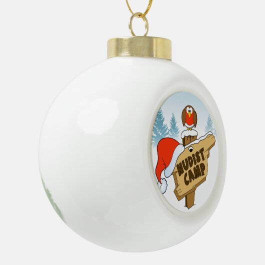 Nudist Camp Keramische Bal Ornament (Links)