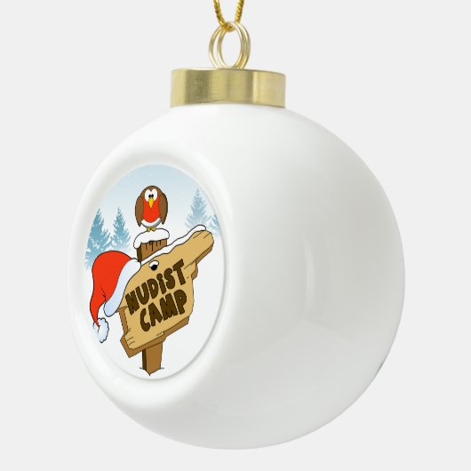 Nudist Camp Keramische Bal Ornament (Rechts)