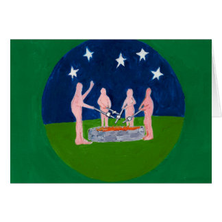 nudisten bij kampvuur