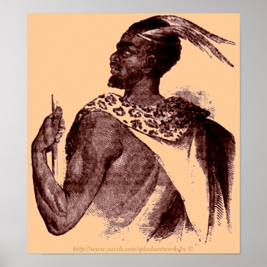 Nuer Chief -1850-Ethiopische Afrikaan in de strijd Poster (Voorkant)