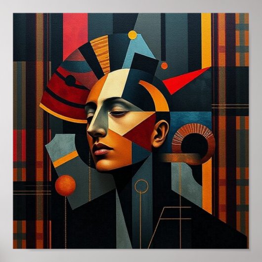 NUES Cubist Tartan Abstract 2 Poster (Voorkant)