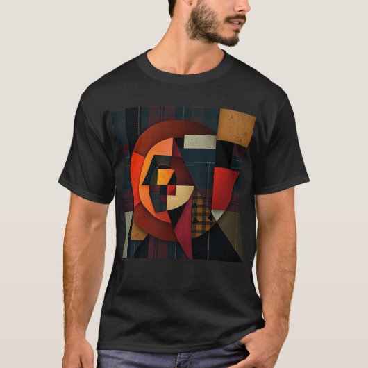 NUES Cubist Tartan Abstract T-shirt (Voorkant)