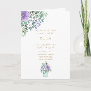 Nuestra Boda 4page FLORAL Spain Wedding INVITES Kaart