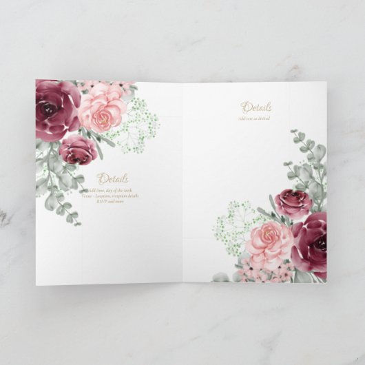 Nuestra Boda 4page FLORAL Spain Wedding INVITES Kaart (Binnen)