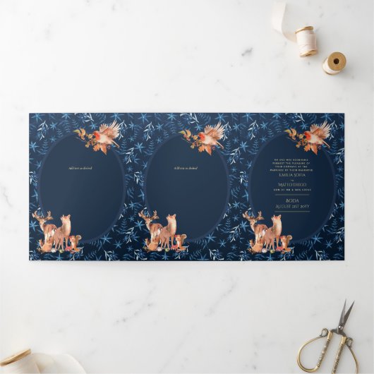 Nuestra Boda 6 pagina Drieluik Uitnodiging (Buitenkant)