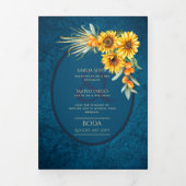 Nuestra Boda 6 pagina Zonnebloemen Weddenschap Drieluik Uitnodiging (Cover)